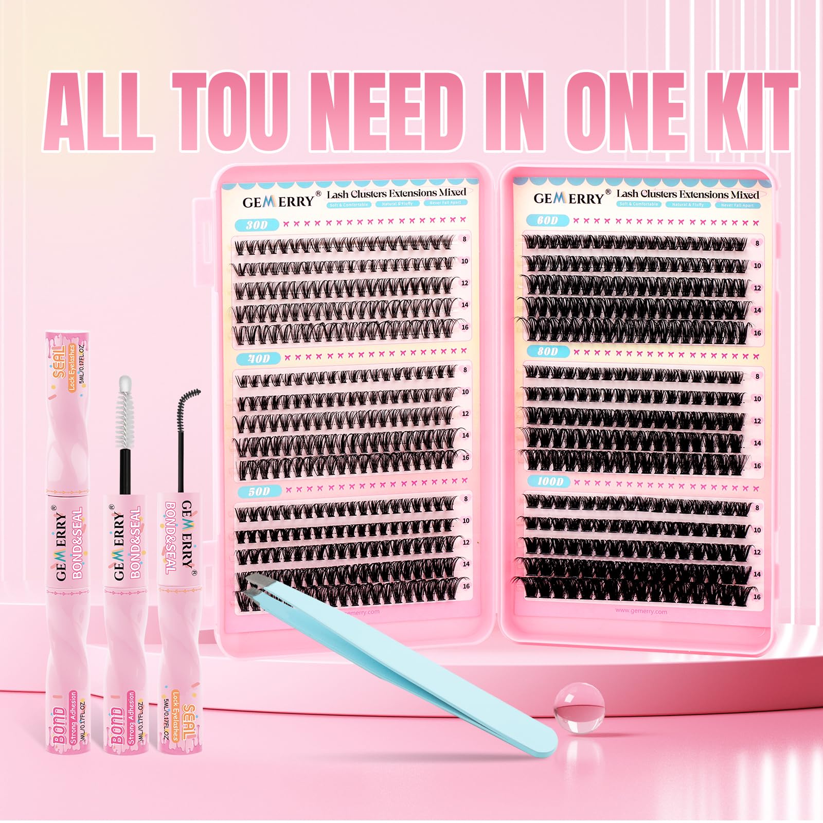 GEMERRY eyelash extension tweezers close-up for precise placement.