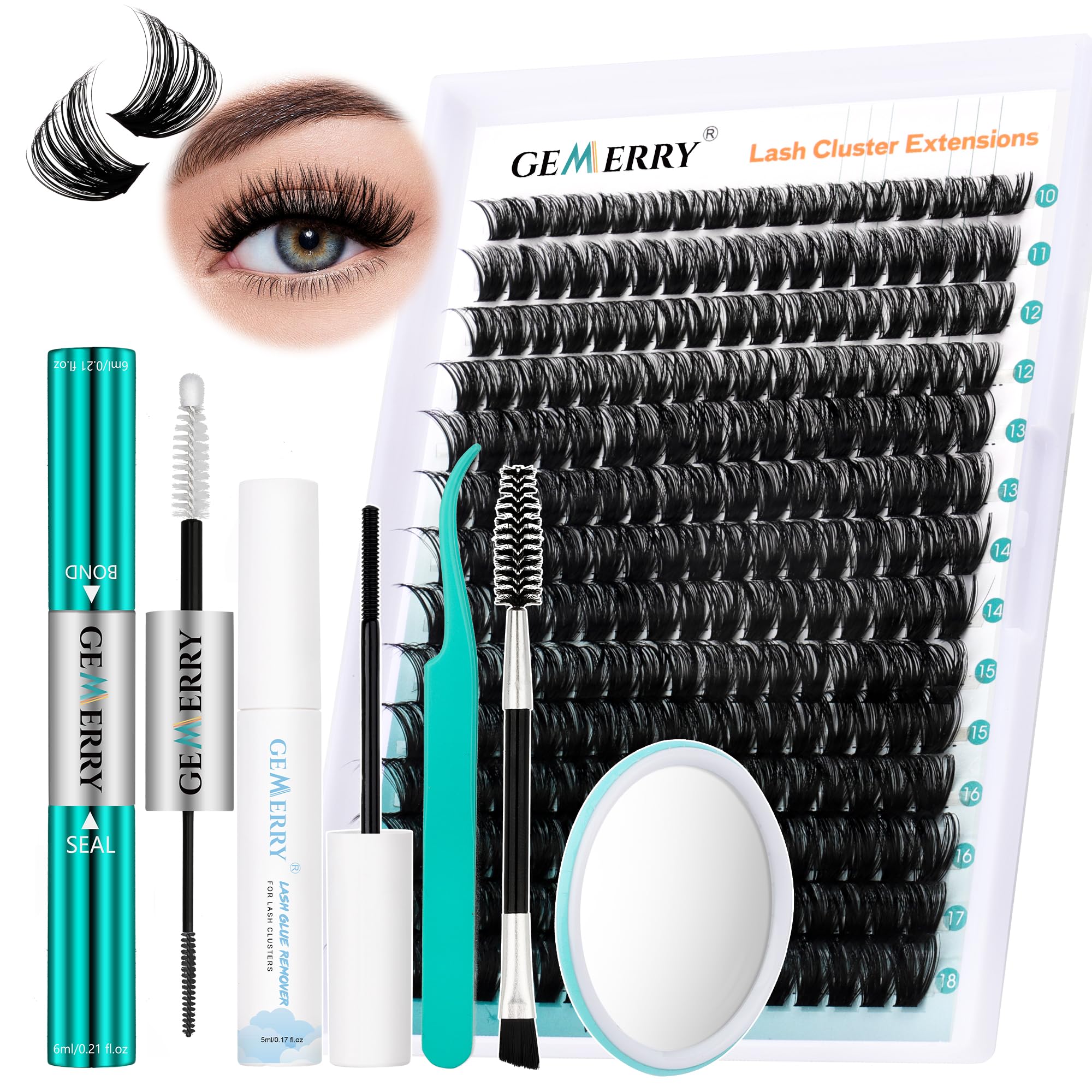 GEMERRY Fluffy Lash Extension Kit packaging display for at-home use and DIY sessions