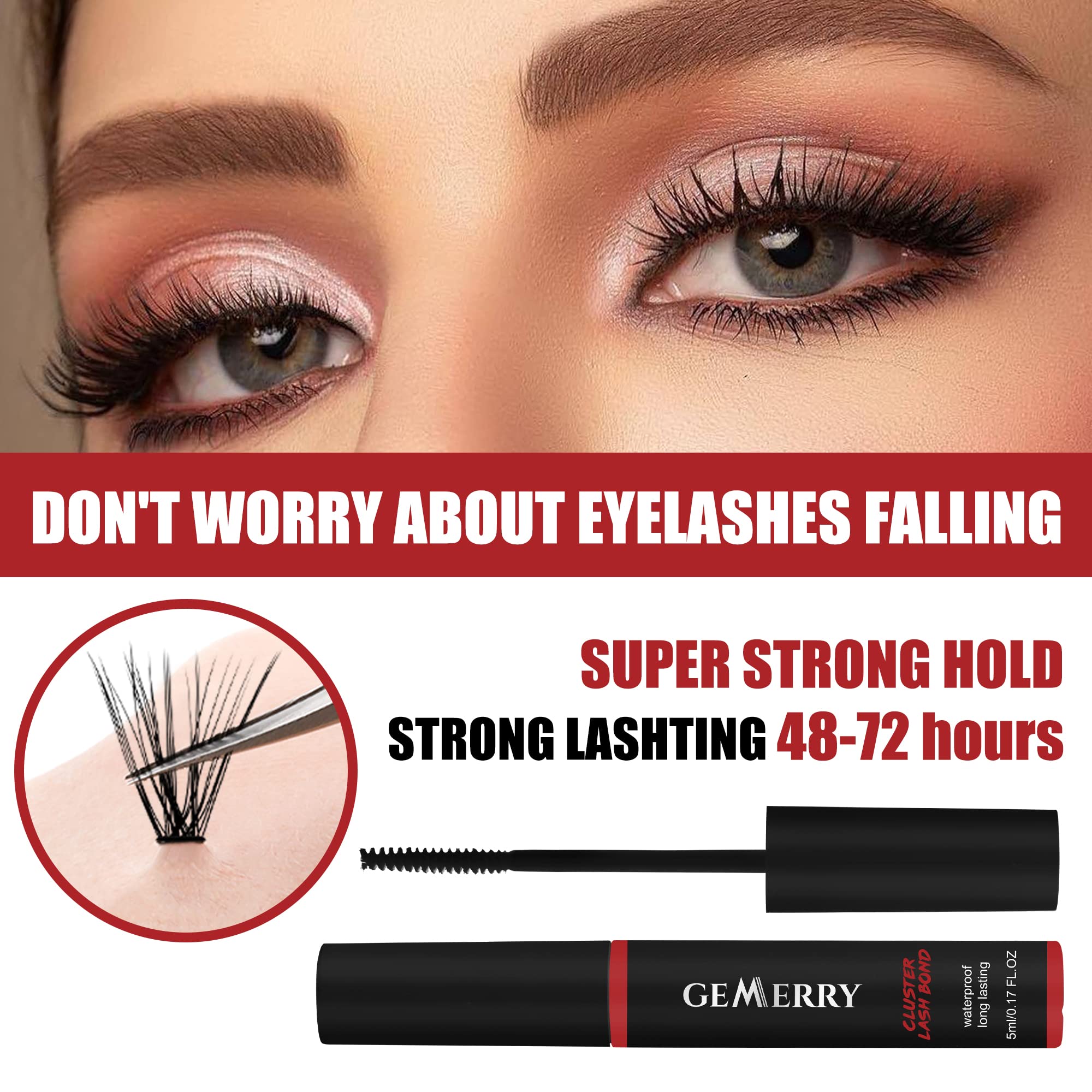 GEMERRY Lash Bond spiral brush enables precise, easy application.
