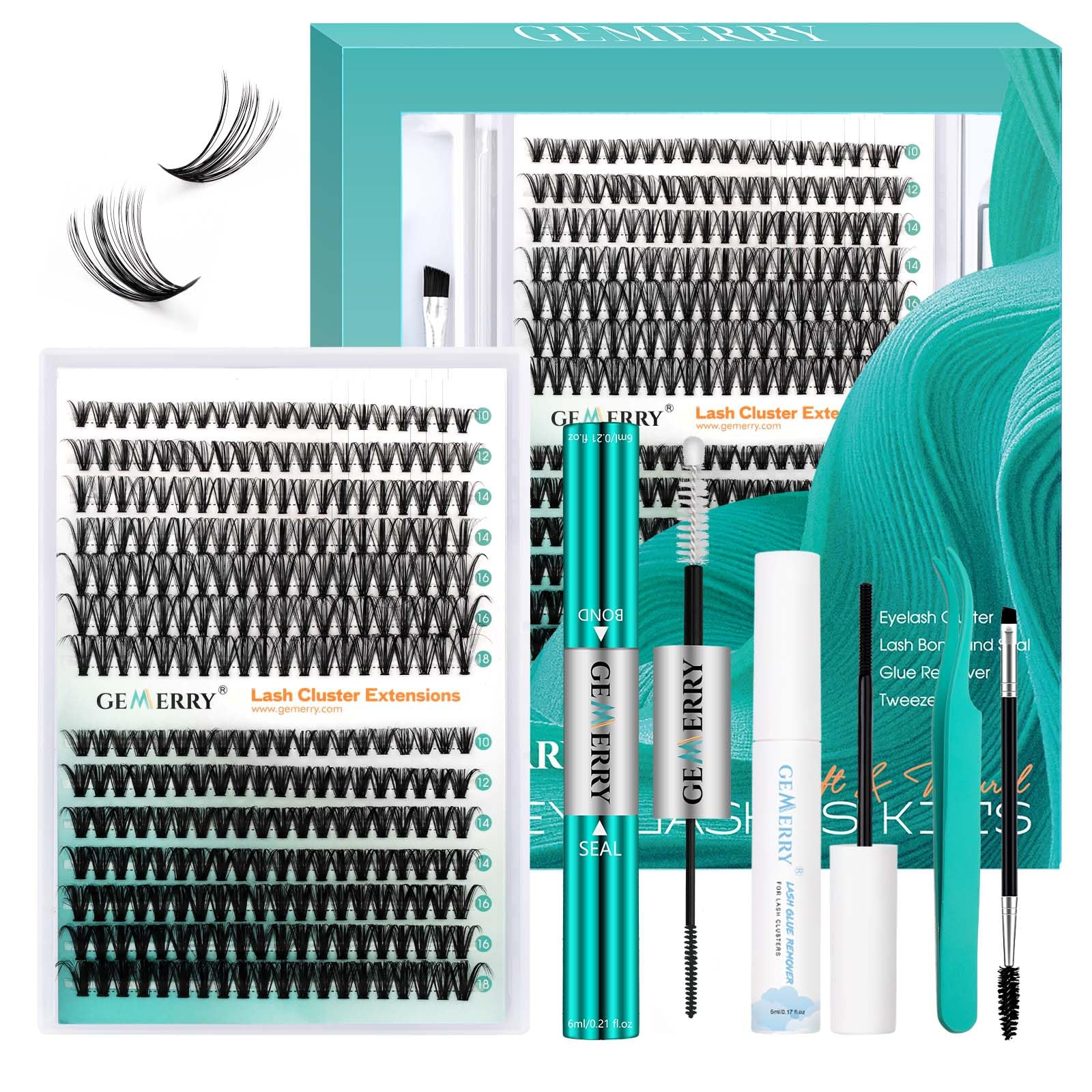GEMERRY Lash Extension Kit 30D+40D clusters for versatile at-home looks