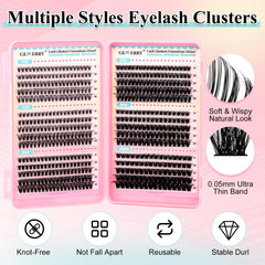 GEMERRY natural-feel lash clusters close-up for seamless blending.