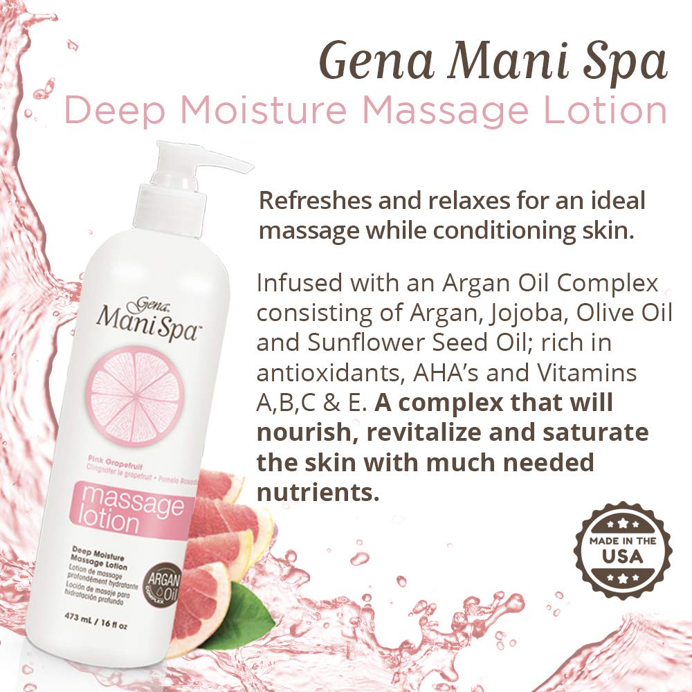 Gena Mani Spa Massage Lotion pink grapefruit scent for refreshing massage sessions