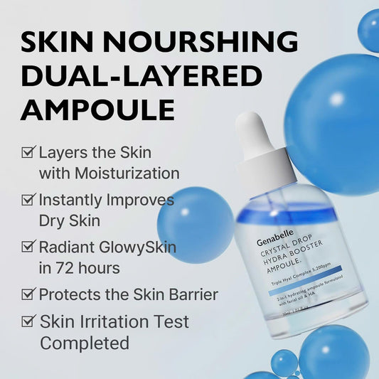 Genabelle serum texture close-up showing silky, hydrating consistency ideal for daily use