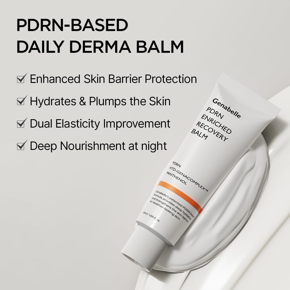 Genabelle PDRN Enriched Recovery Balm application on skin demonstrates calming, non-greasy absorption.