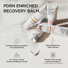 Genabelle PDRN Enriched Recovery Balm texture swatch highlights instant hydration and soothing feel.