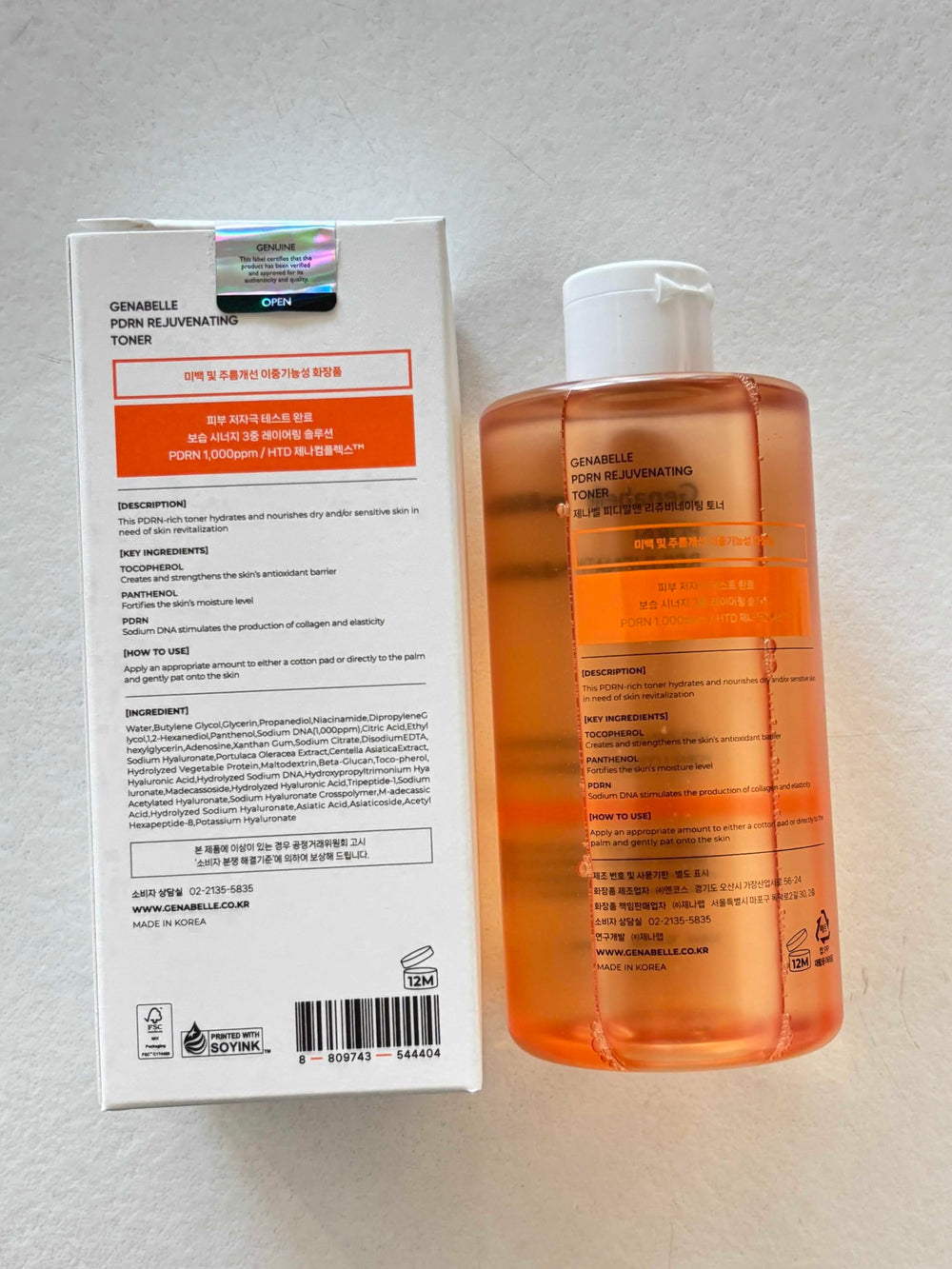 Genabelle PDRN Rejuvenating Toner used as part of a cleansing-to-hydration routine.