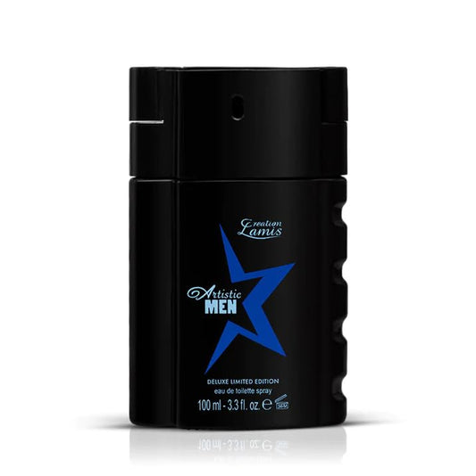 Generic Artistic Men Deluxe bottle closeup highlighting premium notes and depth