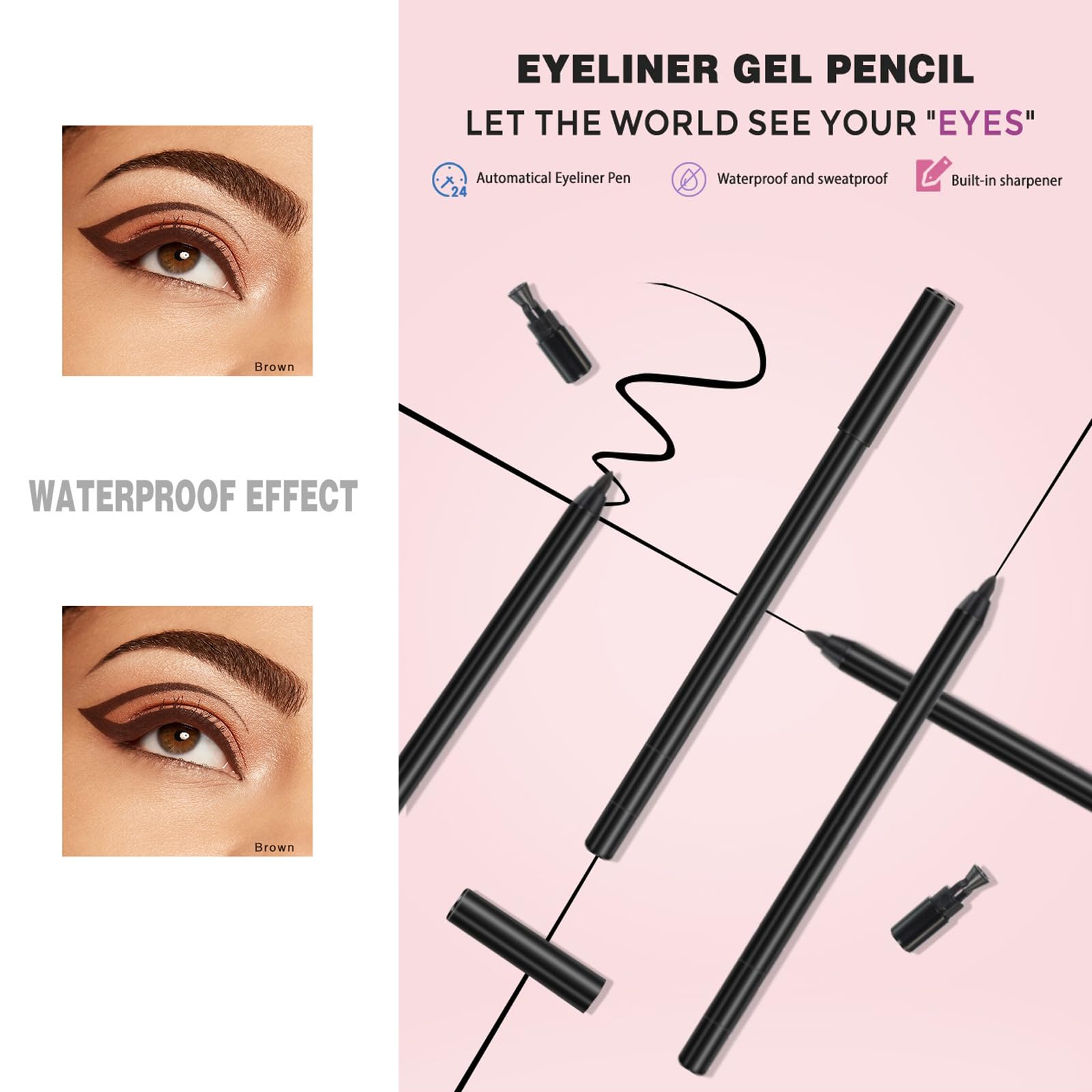 Generic Beauty Gel Eyeliner brown waterproof smudge-resistant long wear.
