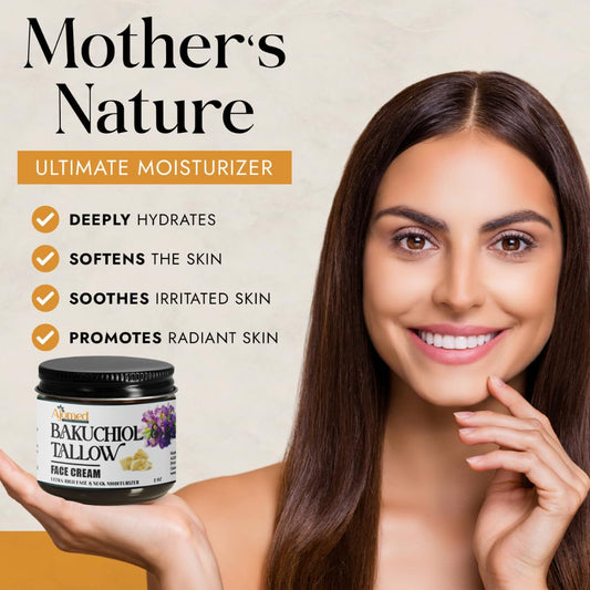 Generic beef tallow face cream jar highlights creamy texture and rapid absorption for sensitive skin.