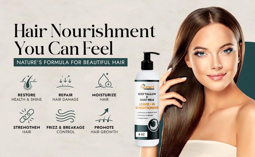 Generic Beef Tallow Goat Milk Leave-In Conditioner delivers anti-frizz results for smoother hair.