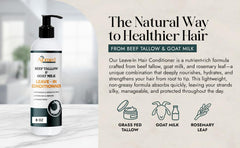 Generic Beef Tallow Goat Milk Leave-In Conditioner detangles during styling for smoother strands.
