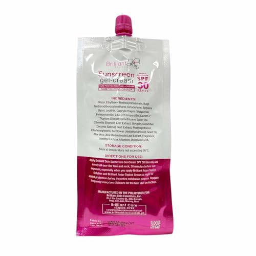 Generic Brilliant Skin Essentials SPF 30 label on tube indicating sun protection