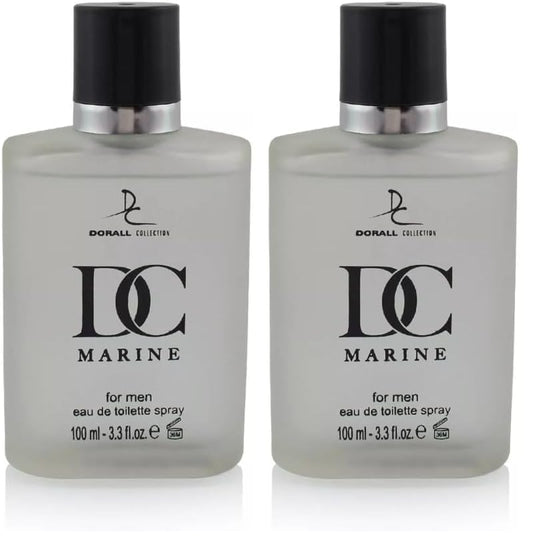 Generic DC Marine bottle front view, sleek masculine fragrance design for daily use