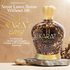 Generic Designer Skin 14 Karat Gold Rush bronzing lotion texture swirl indicating smooth, even application.