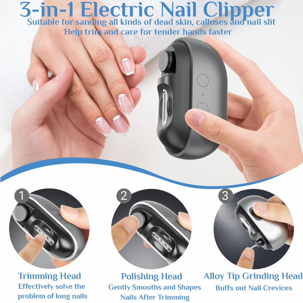 Generic electric nail clipper with LED light enables precise nighttime trimming