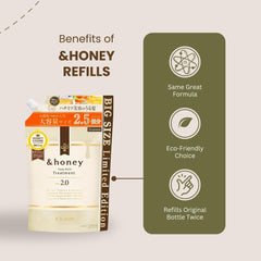Generic &honey 875ml refill pouch highlighting eco-friendly packaging