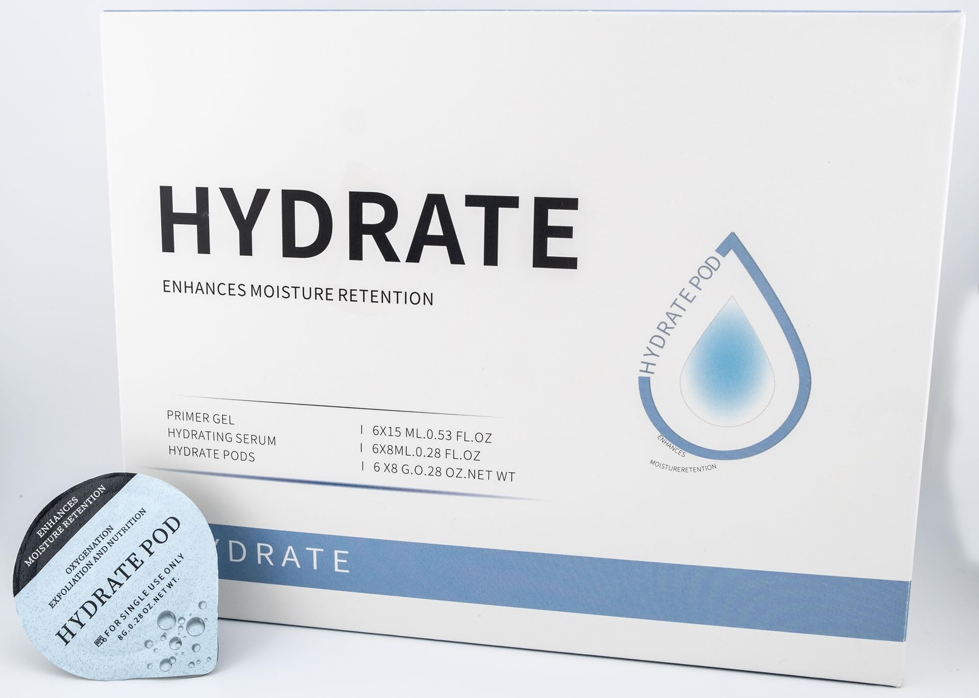 Generic Hydrate Pods close-up showing pod and primer gel interaction for exfoliation.