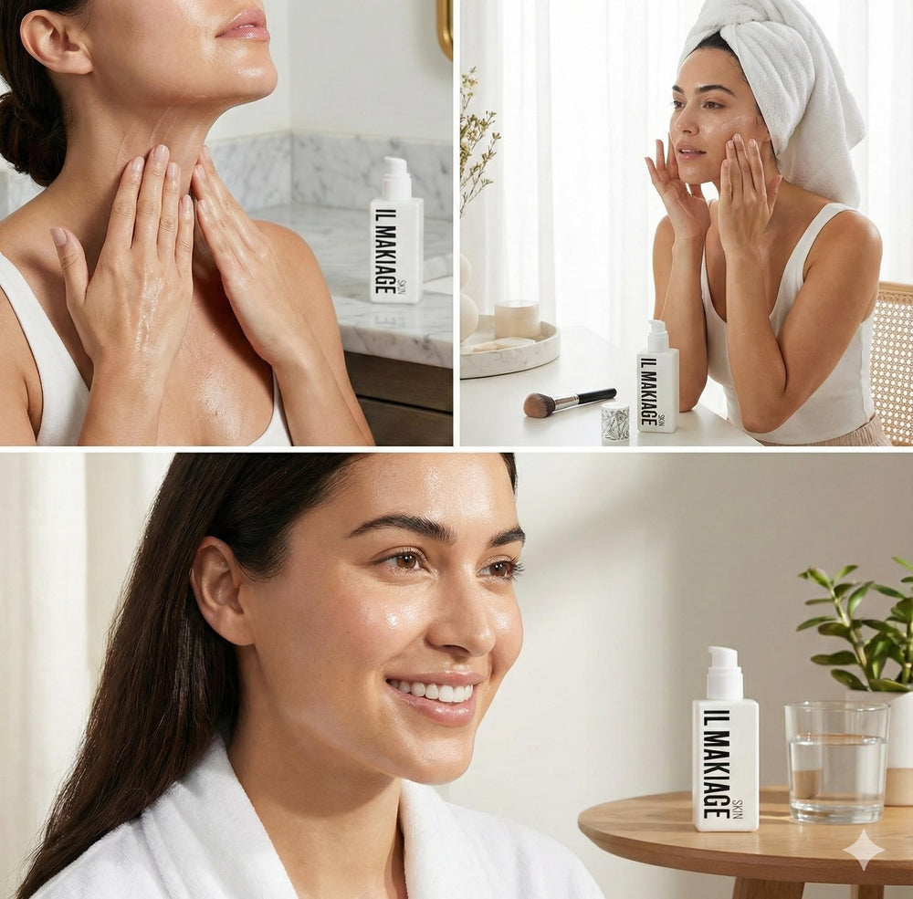 Skin appears smoother and refreshed after serum application.