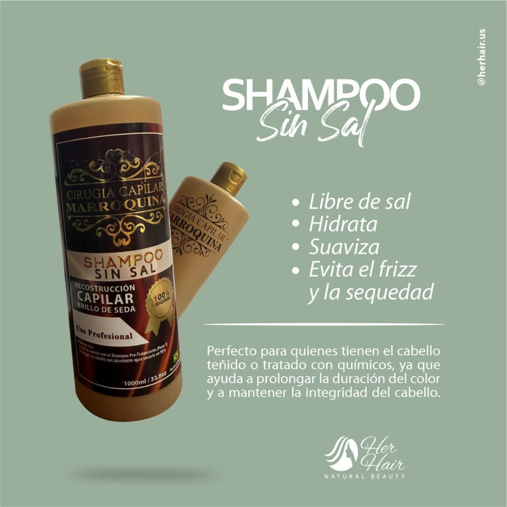 Generic Marroquina shampoo purified-water formula promotes soft, vibrant daily hair.