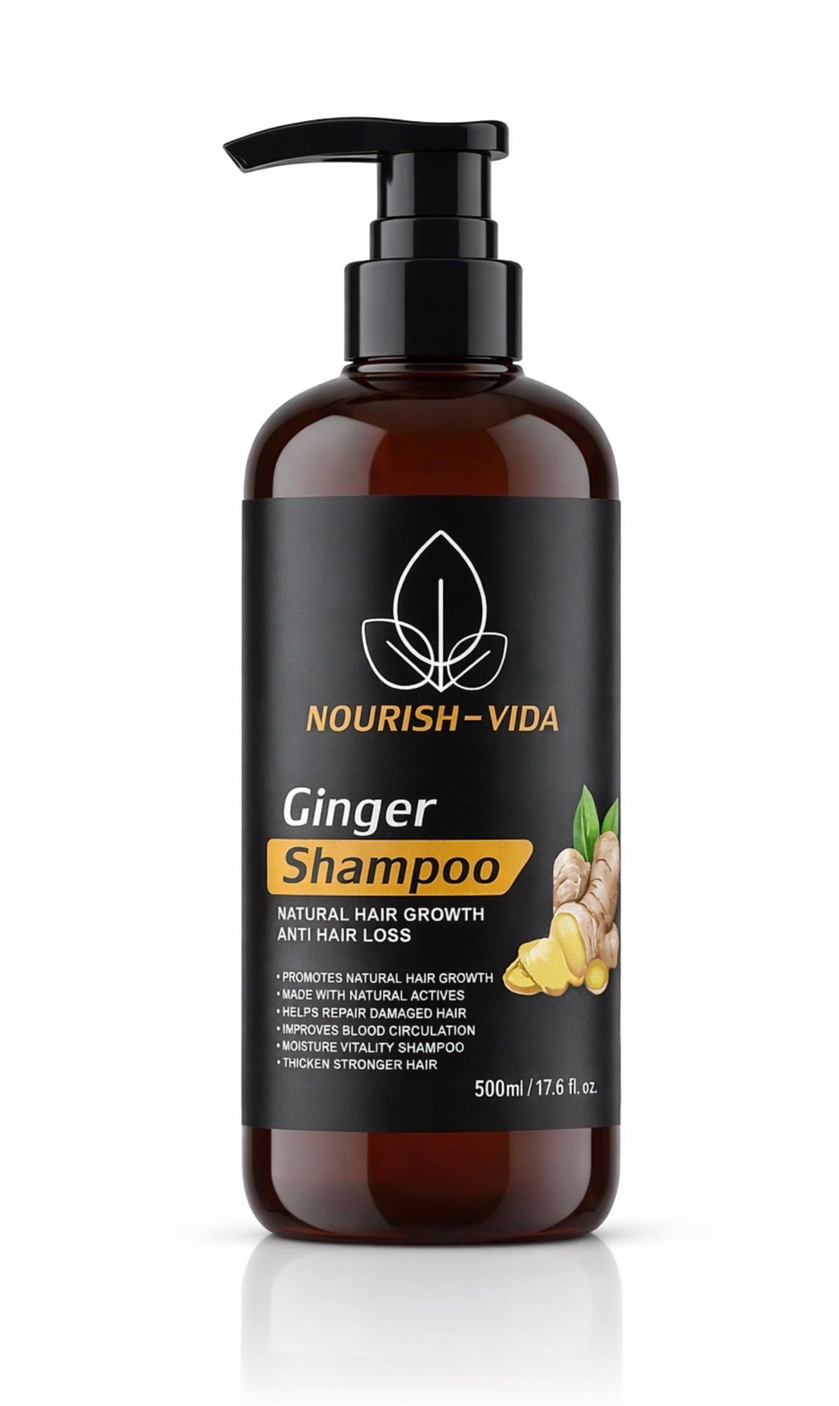 Generic Nourish-Vida Ginger Shampoo bottle for scalp relief and daily cleansing.