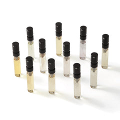 Generic perfume sampler label close-up highlighting fresh, brand-new fragrances