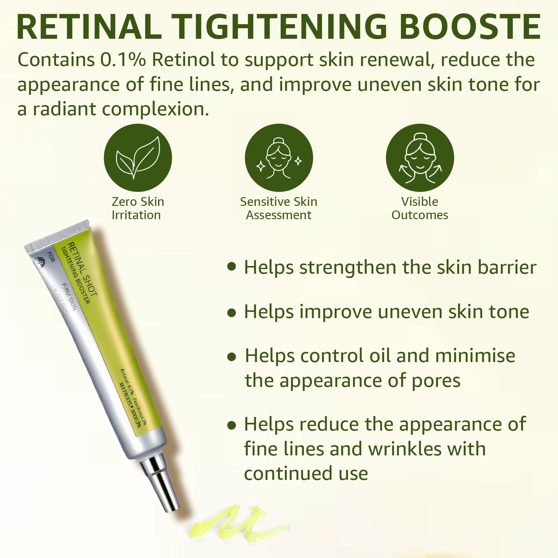Generic Retinal Shot Tightening Pore Detail shows refined pores and firmer skin feel.