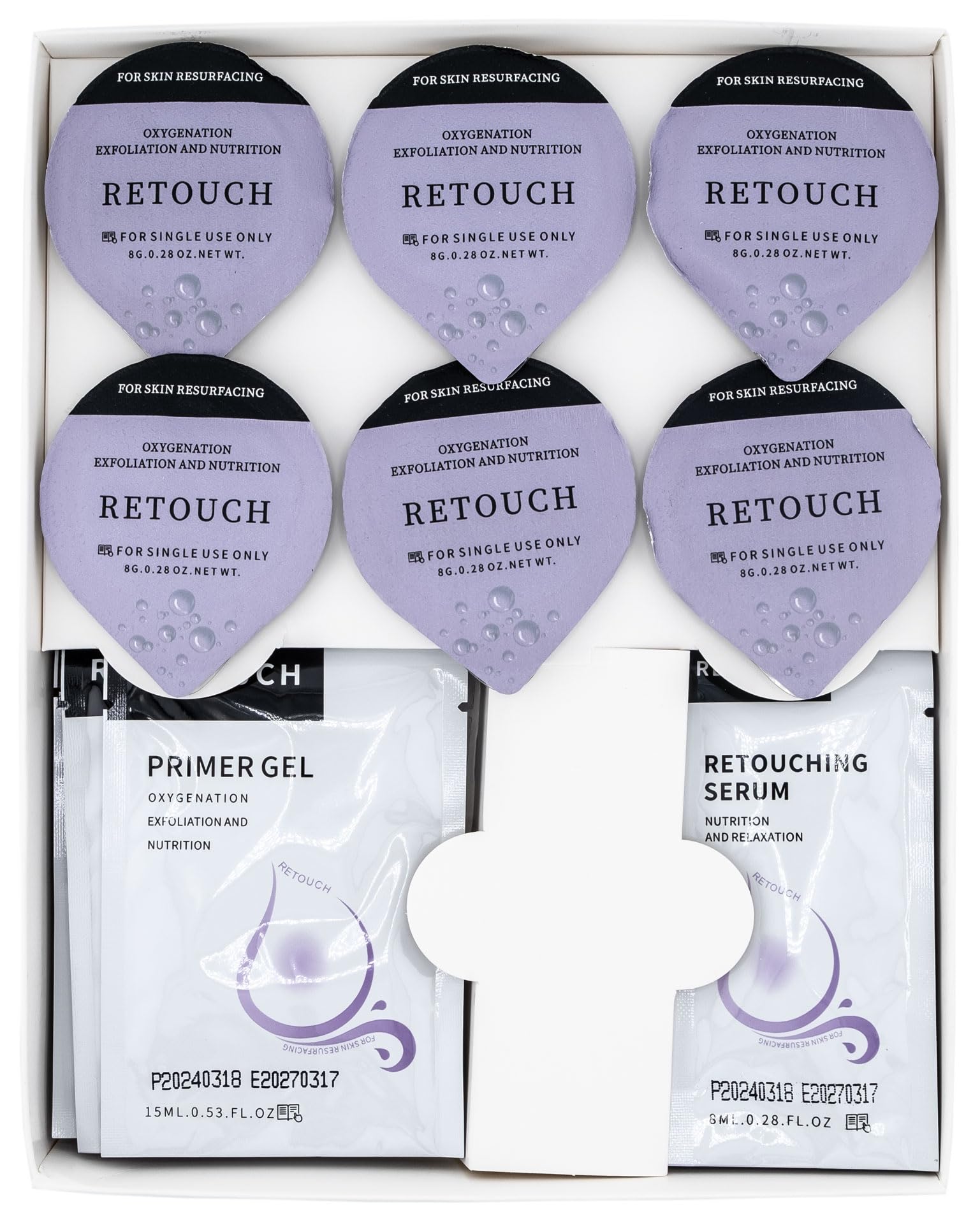 Generic Retouch Pods CO2 bubbles deliver gentle exfoliation for at-home facial.