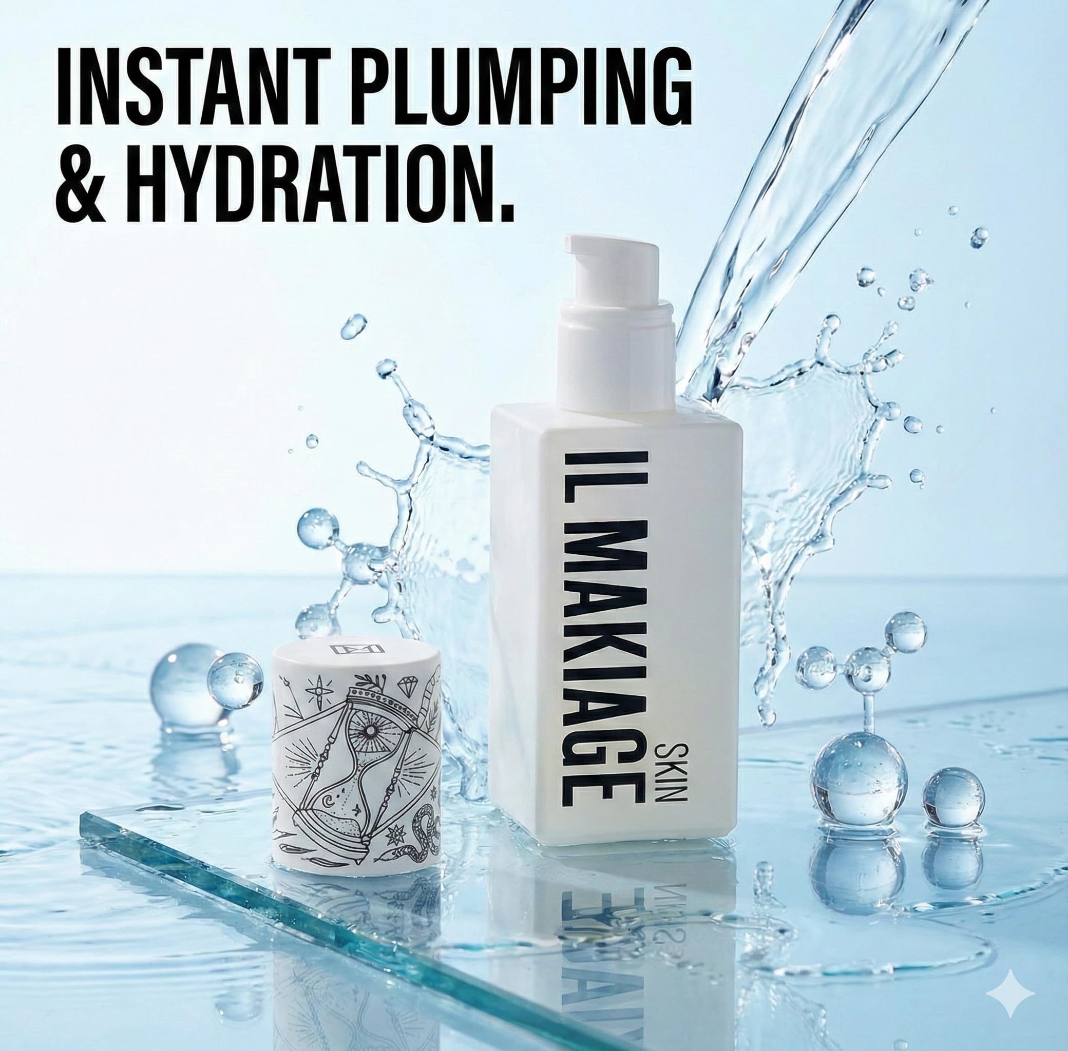 Serum layered with moisturizer, suitable for morning and evening routines.