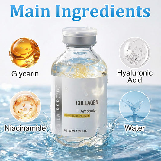 Generic Silk Peptide Lifting Ampoule packaging highlights compact 50ml size for travel skincare.