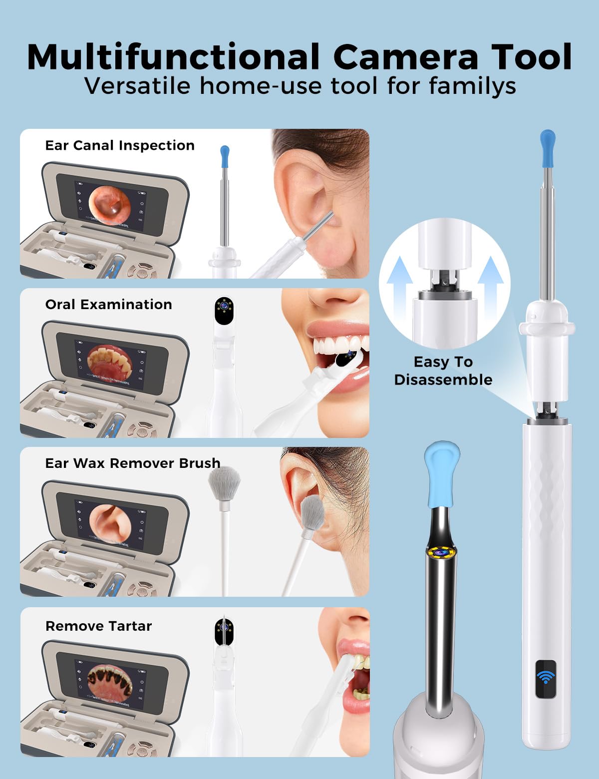 Sofbunny A03 LED lights and otoscope improve visibility in tight ears