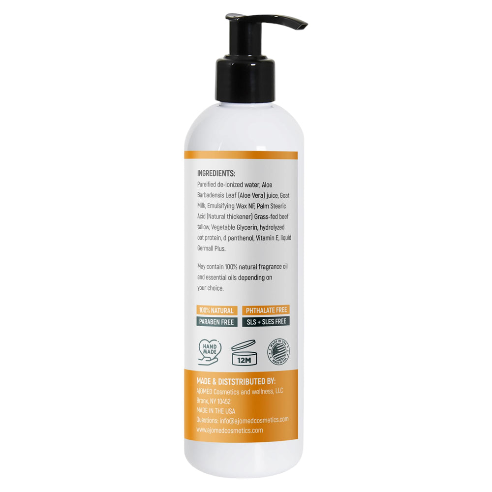 Hands apply Generic Tallow Goat Milk Lotion for daily moisture.
