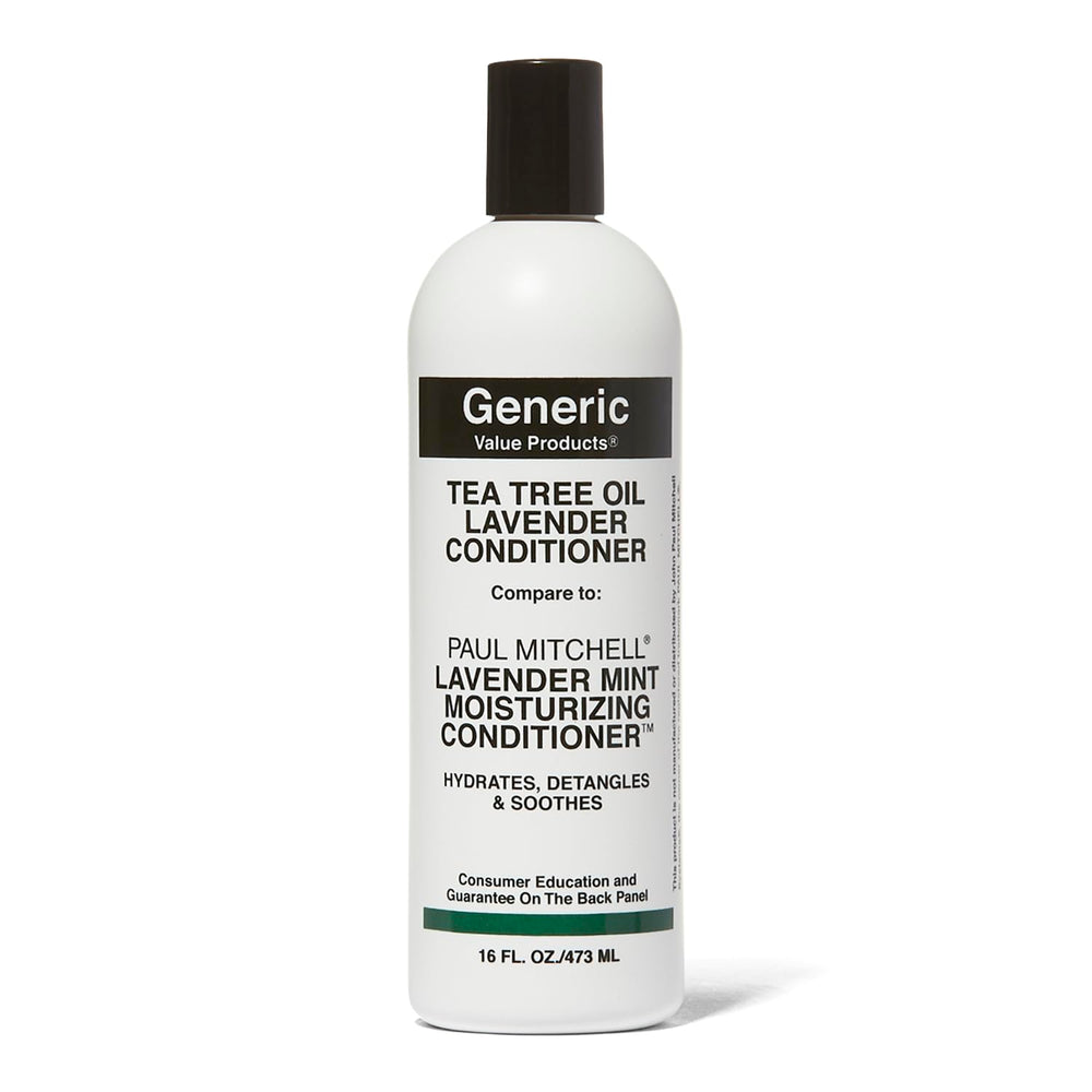 Generic Value Products Tea Tree Lavender Mint Conditioner bottle front, hydrates and detangles hair.