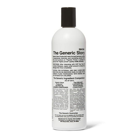 Generic Value Products Tea Tree Lavender Mint Conditioner jar close-up, soothes scalp.