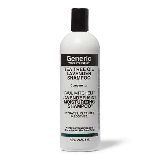 Generic Value Products tea tree shampoo bottle—invigorating lavender scent for a refreshed scalp.