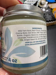 Genesis Wild Yam Root Cream packaging shot emphasizes USA-made sustainable production.