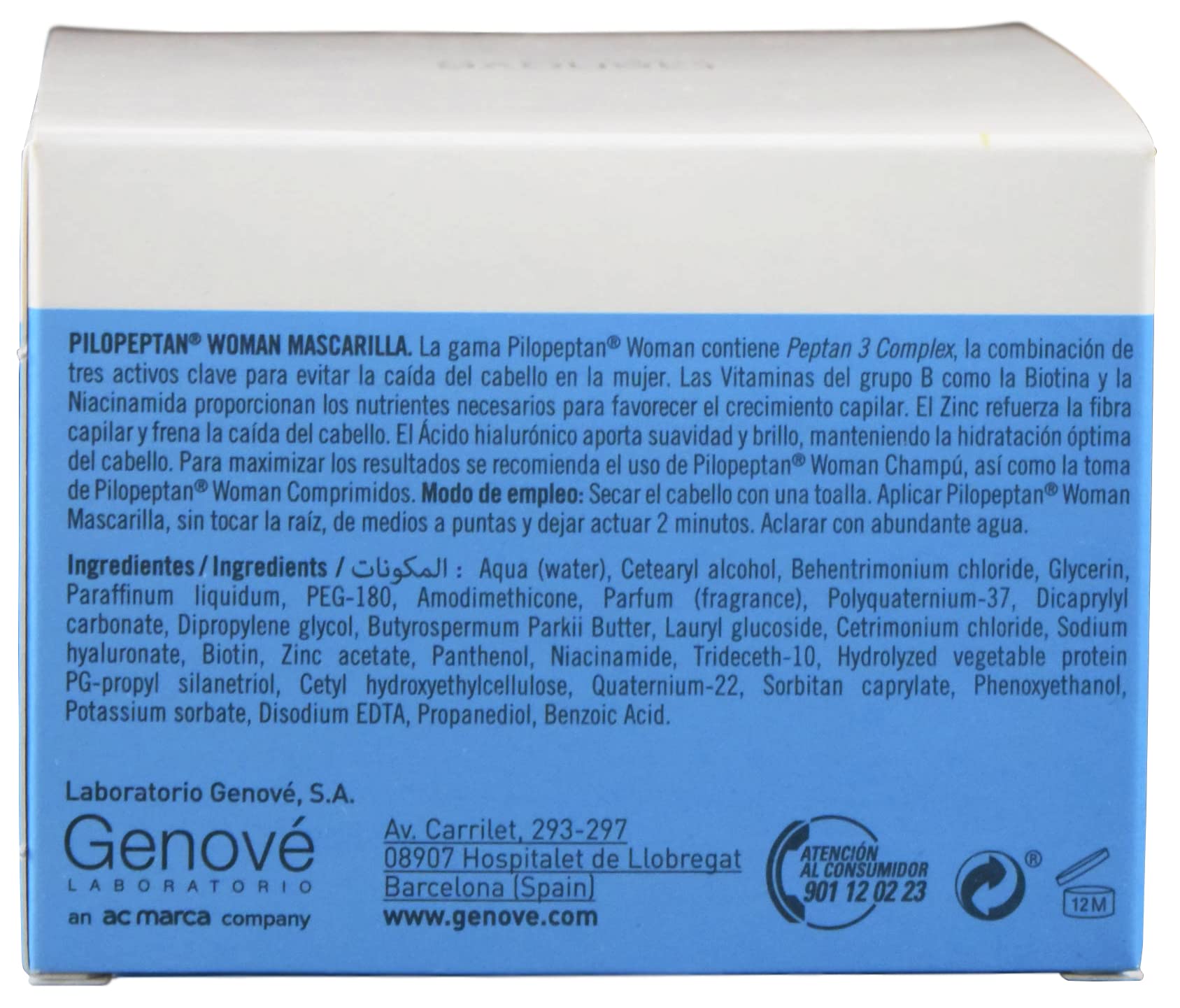 Application shot shows GENOVÉ Pilopeptan mask for deep conditioning on hair.