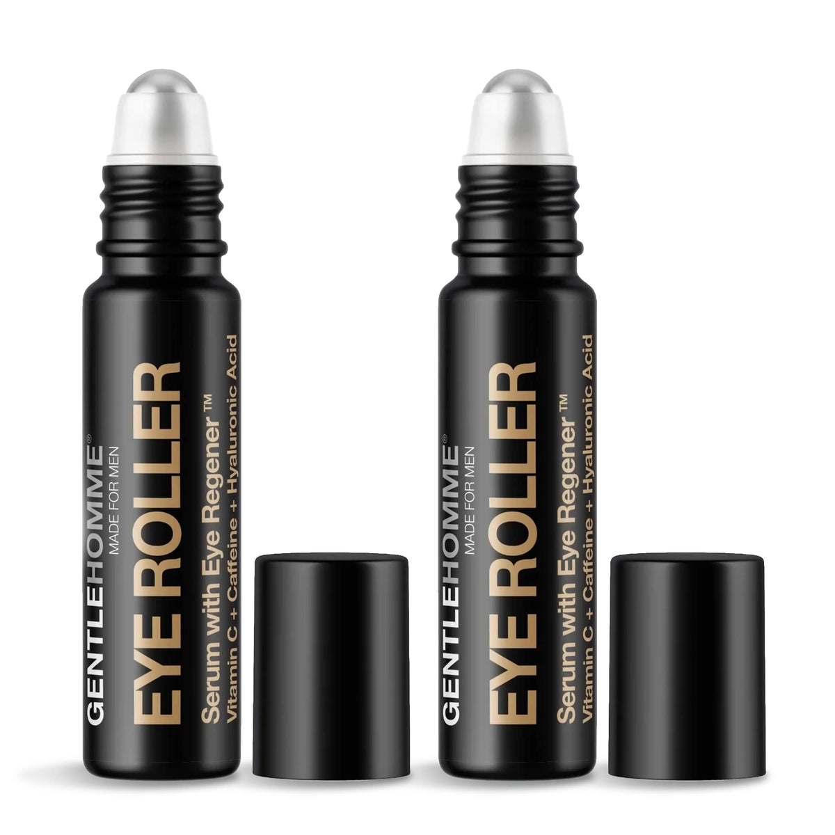 Gentlehomme eye roller serum bottle showing cooling under-eye care benefits