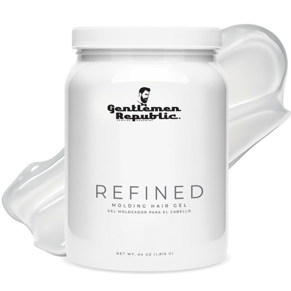 Gentlemen Republic 64oz Refined Gel bottle pour shows strong, long-lasting hold.