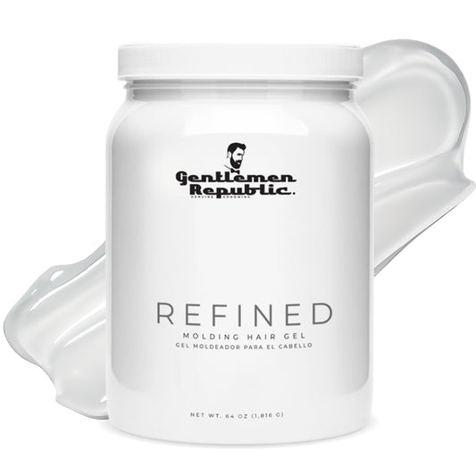 Gentlemen Republic 64oz Refined Gel bottle pour shows strong, long-lasting hold.