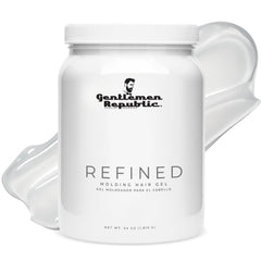 Gentlemen Republic 64oz Refined Gel bottle pour shows strong, long-lasting hold.