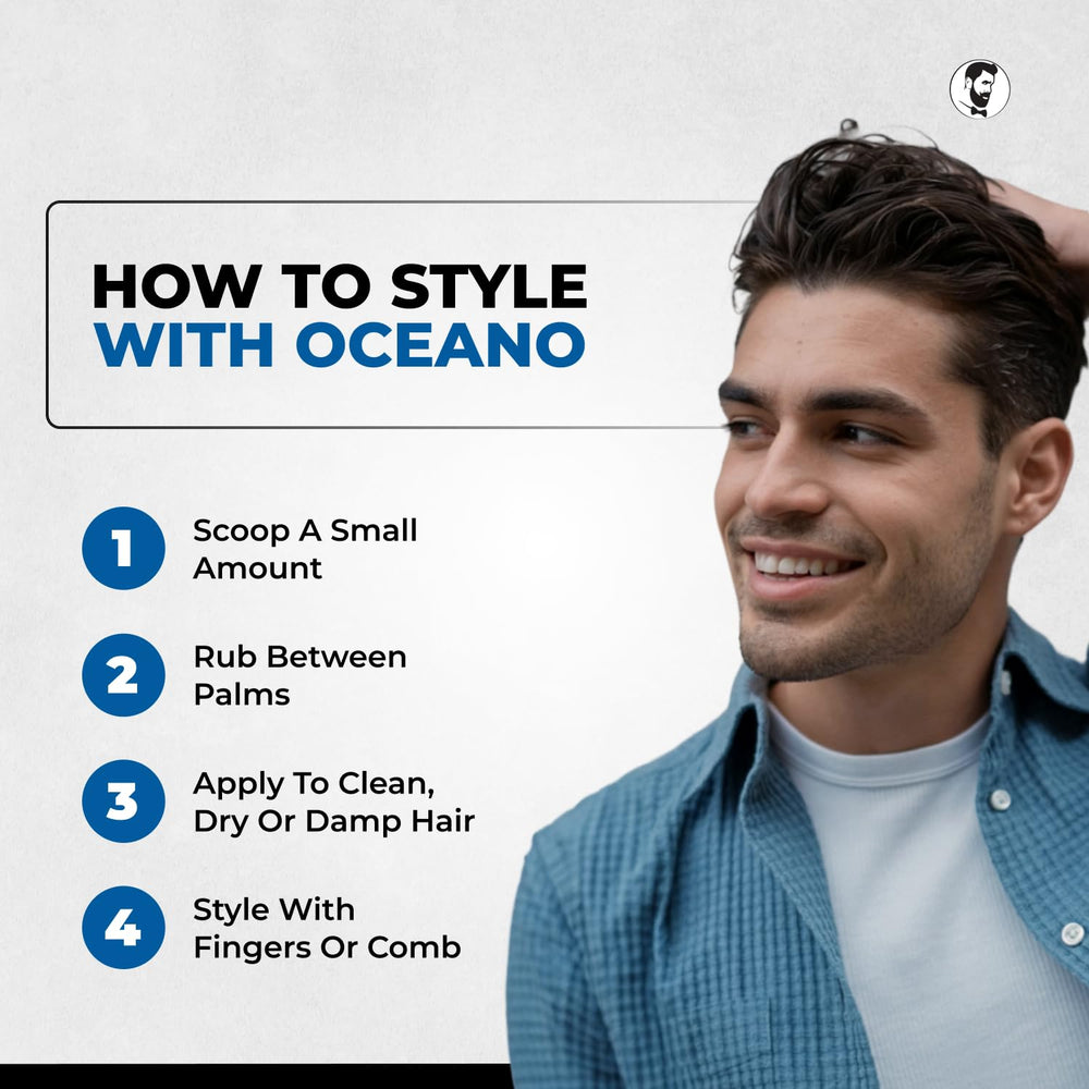 Oceano mens grooming scene depicting versatile gel use