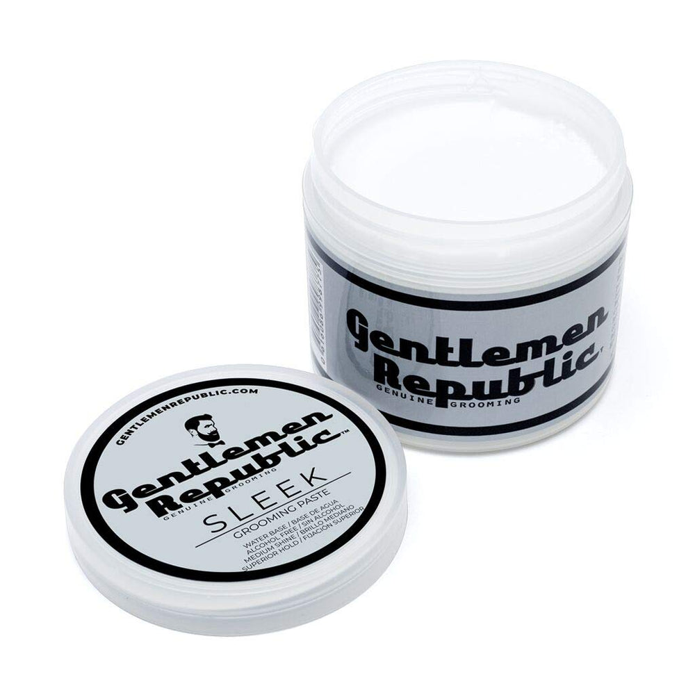 Gentlemen Republic Sleek Paste cap closeup emphasizes clean packaging and even distribution