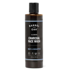 Gentlemen's Hardware Barrel and Oak charcoal cleanser bottle highlights oil-absorbent action.