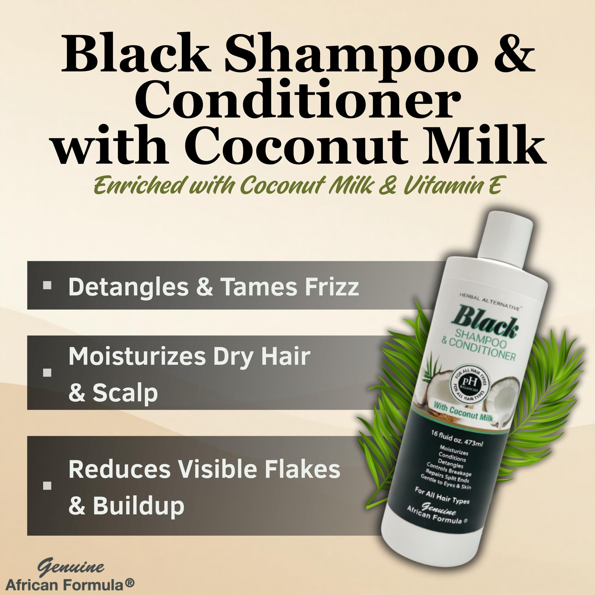 Genuine African Formula bottle back label with ingredients and benefits