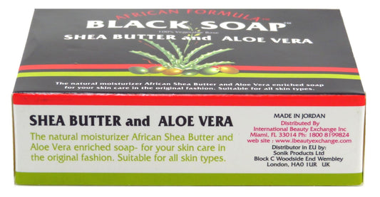 Genuine African Formula Black Soap packaging of six bars for daily use.
