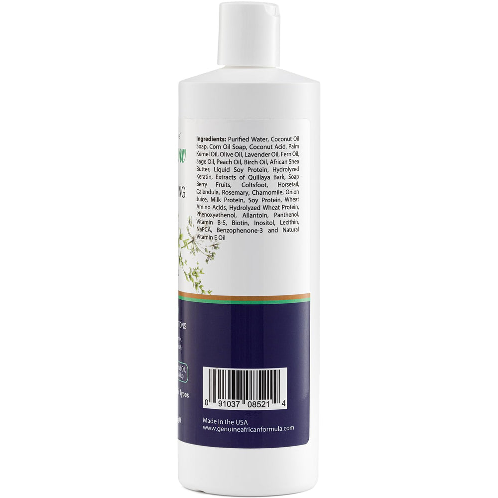 Genuine African Formula Let-It-Grow Shampoo 473ml packaging for easy at-home cleansing