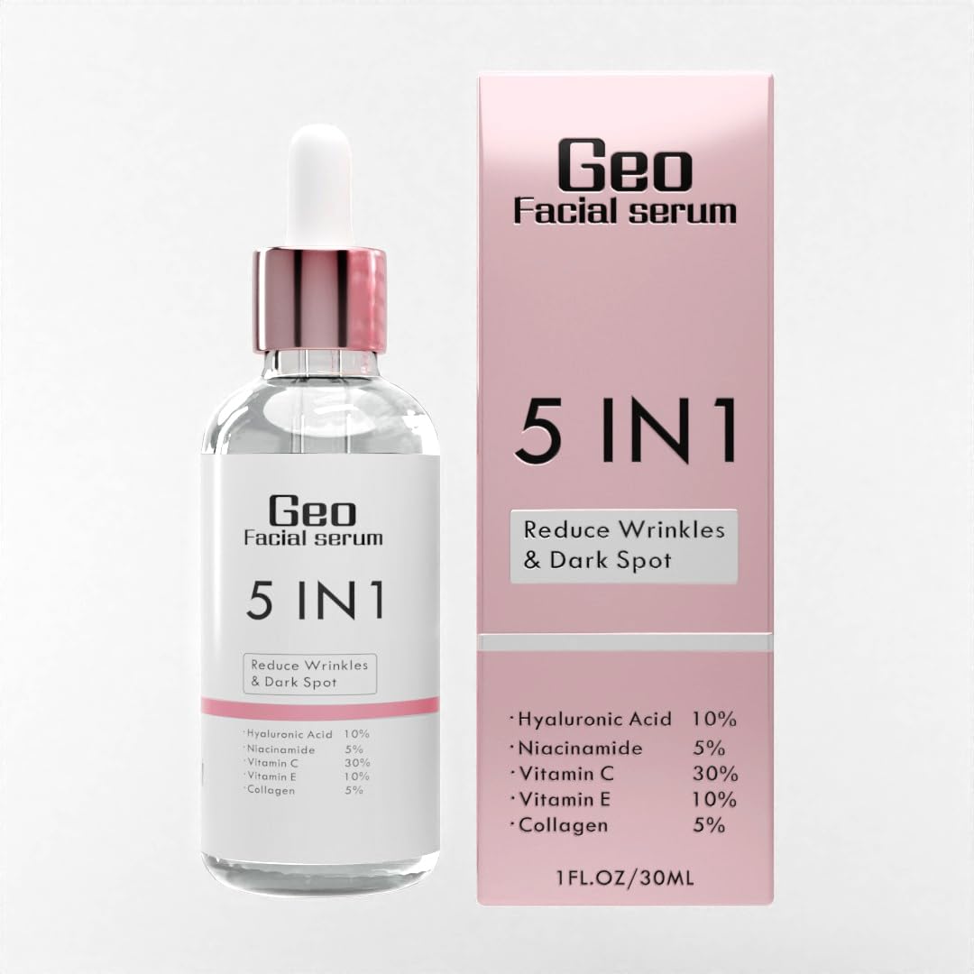 Geo Facial Serum 5-in-1 bottle pour hints at deep hydration for radiant skin