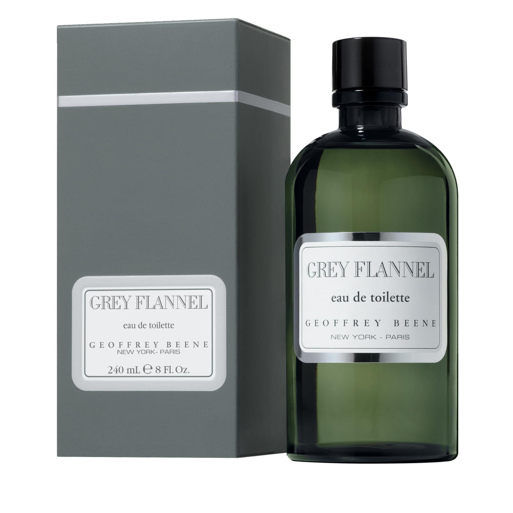 Geoffrey Beene Grey Flannel bottle front view for daily wear and confident presence.