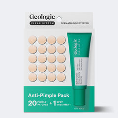 Geologie Clear System patches on skin soothe and protect blemishes overnight