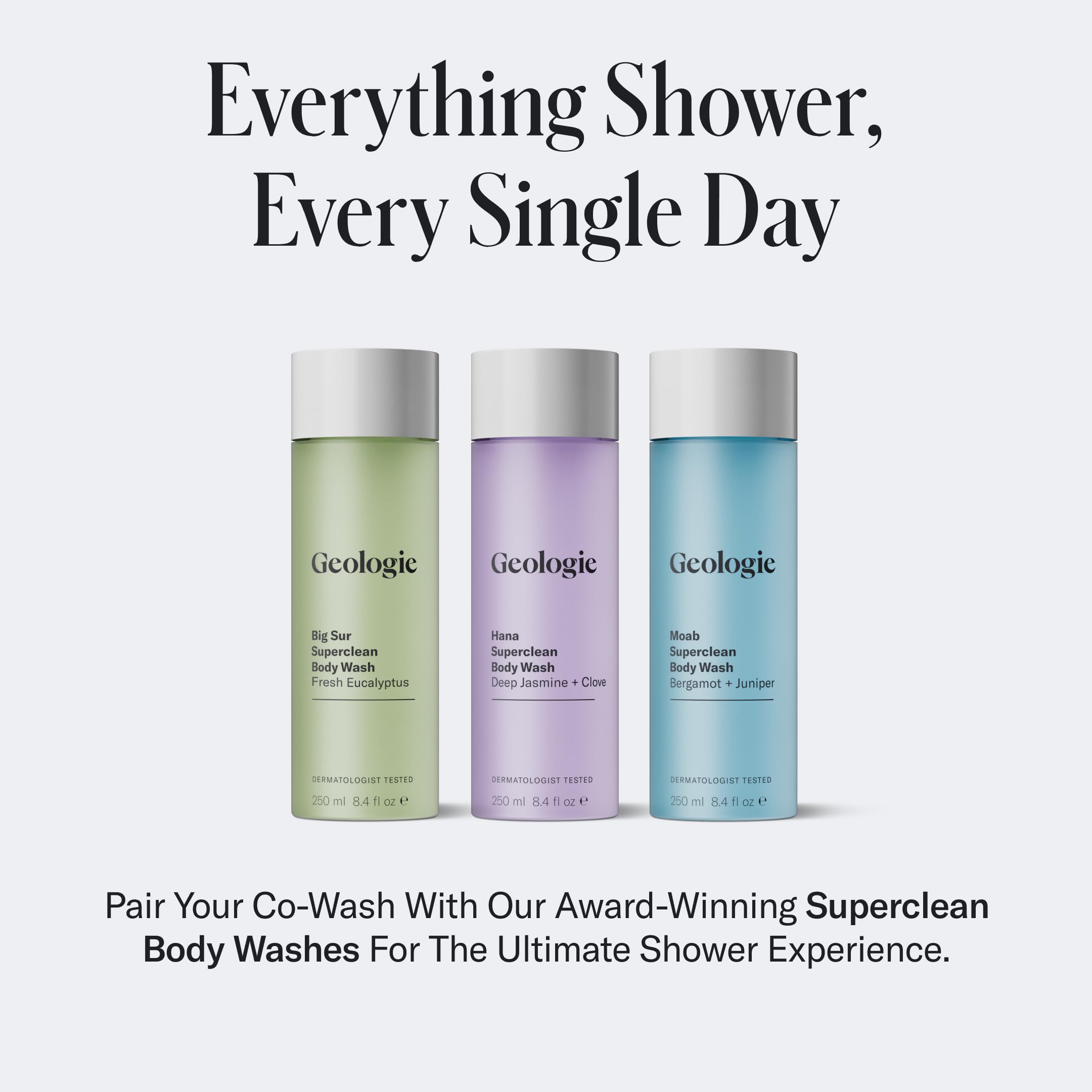Geologie Cooling Co-Wash offers 4-in-1 benefits for cleanse, condition, mask, and serum.